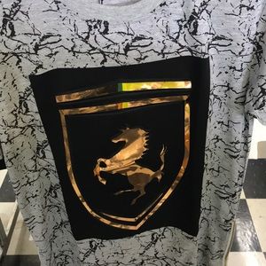 Gold Horse Emblem, Grey splatter Tee
